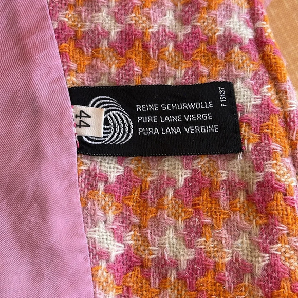 Vintage Pink and Orange Blazer with Bracelet Sleeves and Rhinestone Buttons- L - Picture 5 of 9